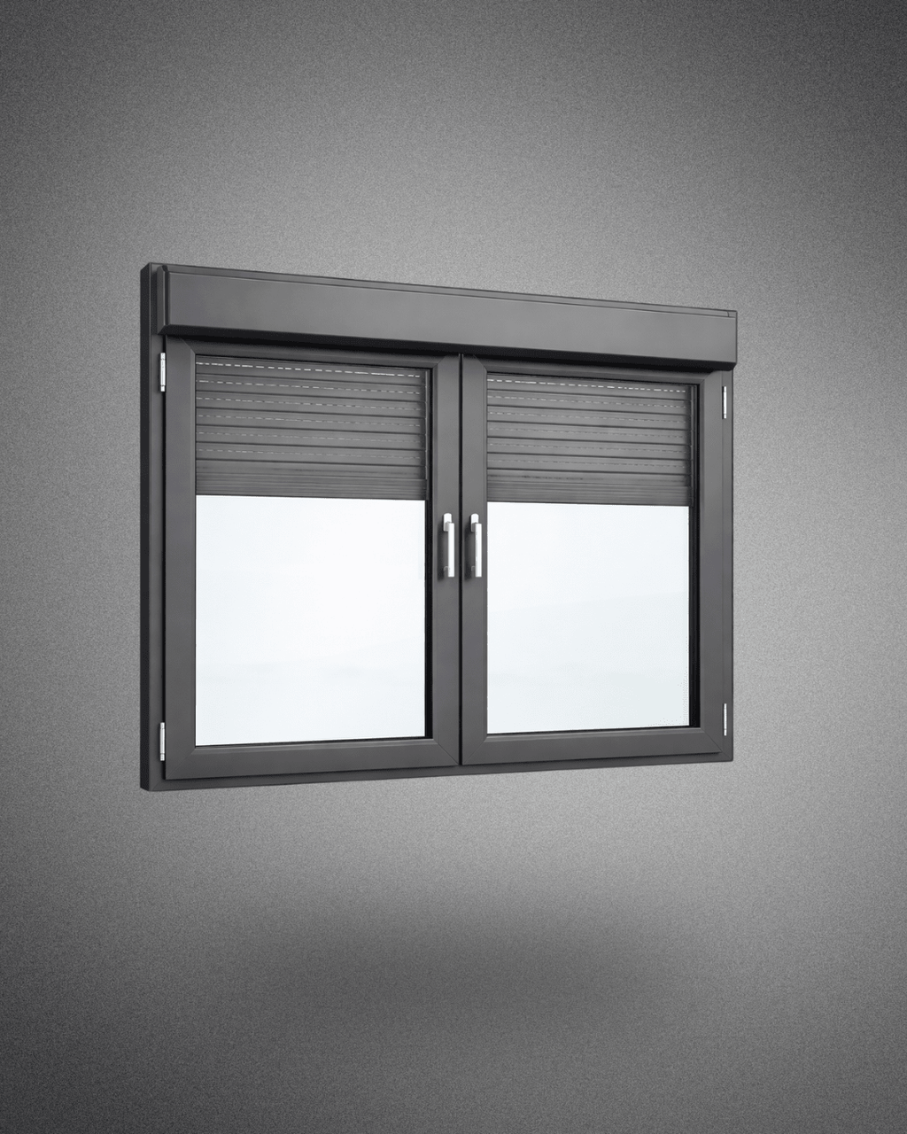Fenêtre 2 vantaux avec volets roulants – 1250×1000 mm – gris anthracite - PEM - Fenêtre PVC