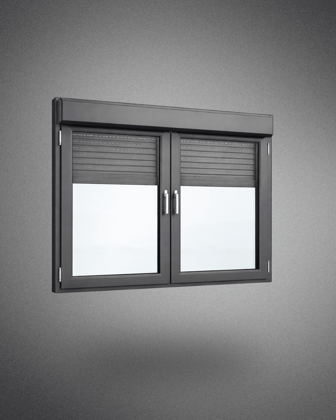 Fenêtre 2 vantaux avec volets roulants – 1250×1000 mm – gris anthracite - PEM - Fenêtre PVC