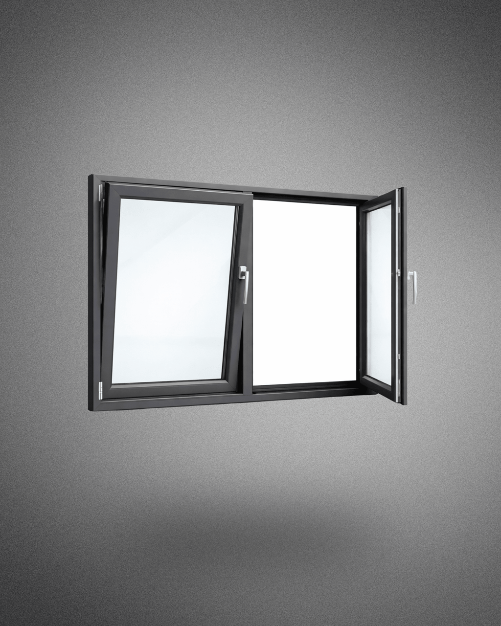 Fenêtre 2 vantaux oscillo - battante – 1250×1000 mm – gris anthracite - PEM - Fenêtre PVC
