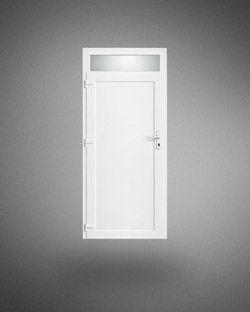 Porte de service avec imposte vitrée – poignée droite – 2050×800 mm - PEM - Porte de service PVC