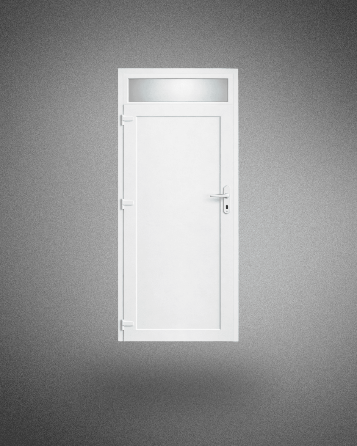 Porte de service avec imposte vitrée – poignée droite – 2050×800 mm - PEM - Porte de service PVC