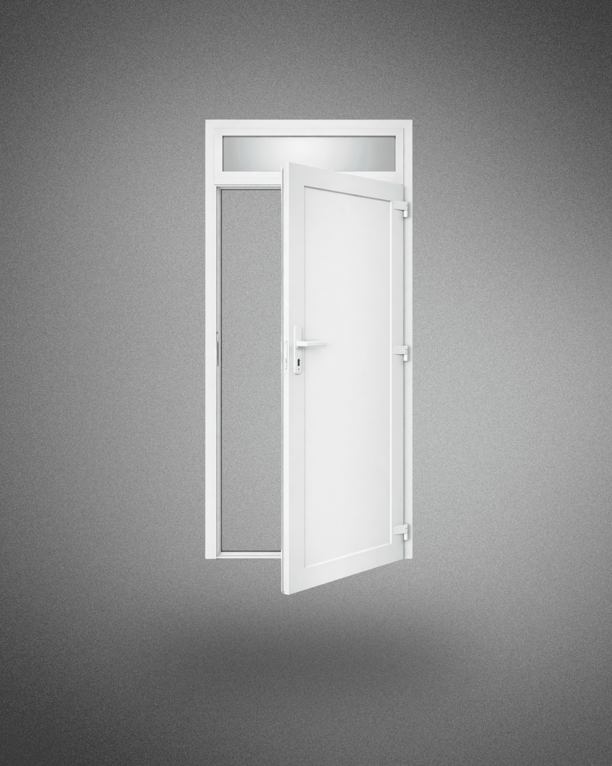 Porte de service avec imposte vitrée – poignée droite – 2050×800 mm - PEM - Porte de service PVC
