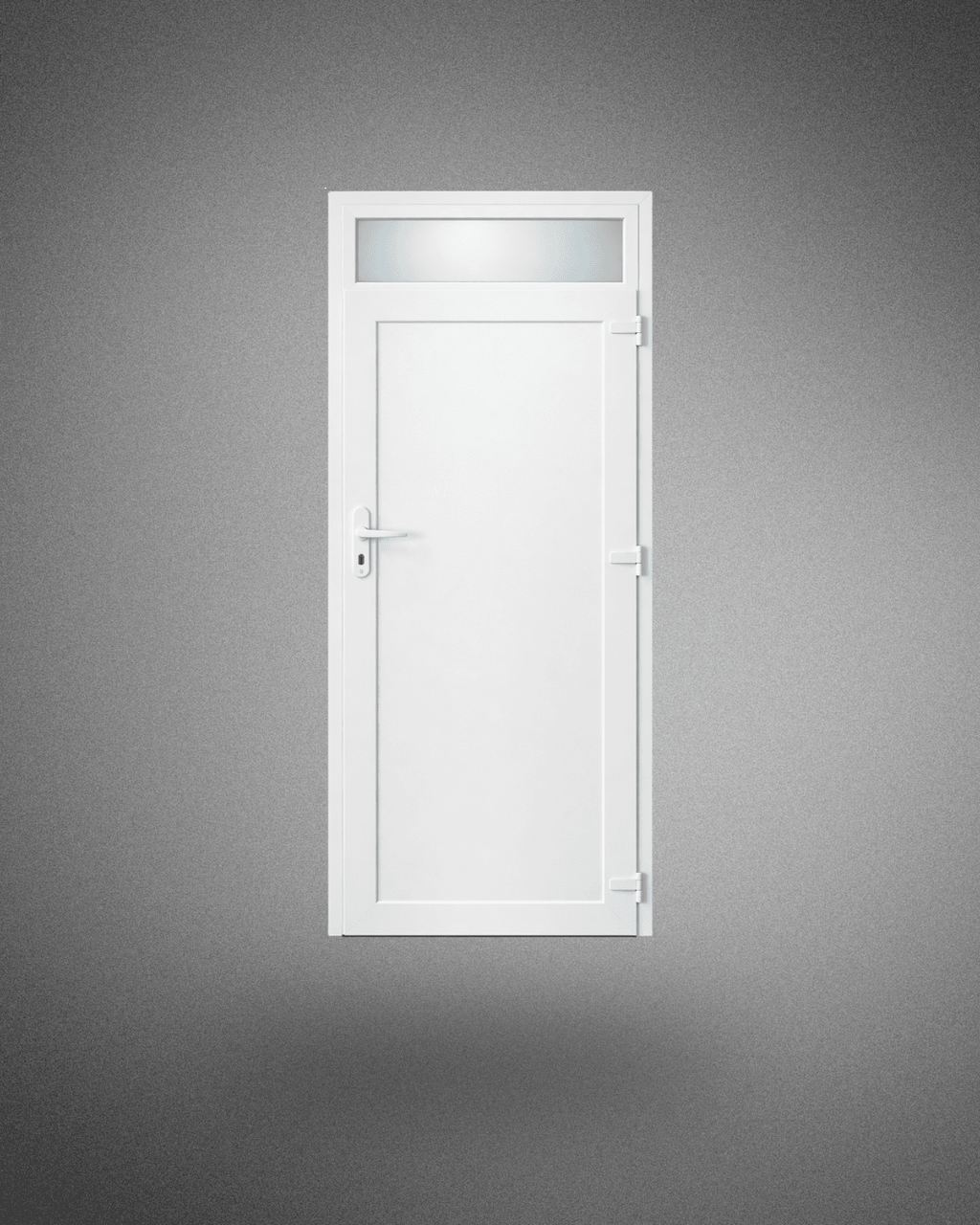 Porte de service avec imposte vitrée – poignée gauche – 2050×800 mm - PEM - Porte de service PVC