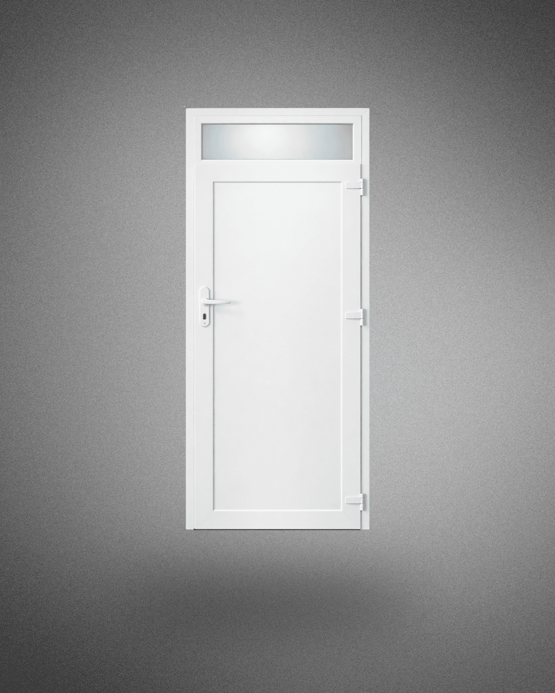Porte de service avec imposte vitrée – poignée gauche – 2050×800 mm - PEM - Porte de service PVC