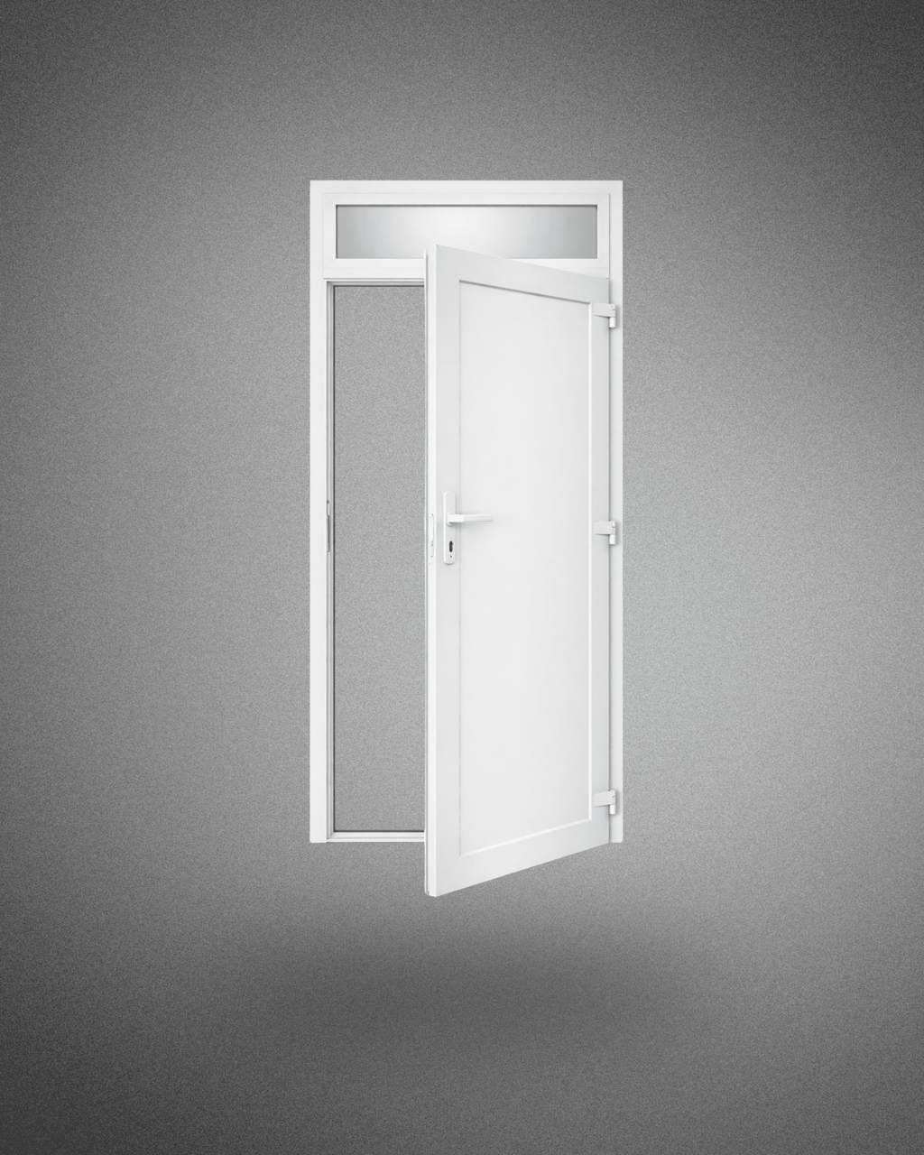 Porte de service avec imposte vitrée – poignée gauche – 2050×800 mm - PEM - Porte de service PVC